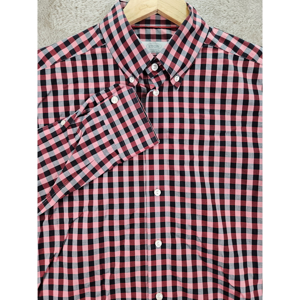 Eton Dress Shirt Contemporary Fit Size 42 16½ Plaid Multicolor
